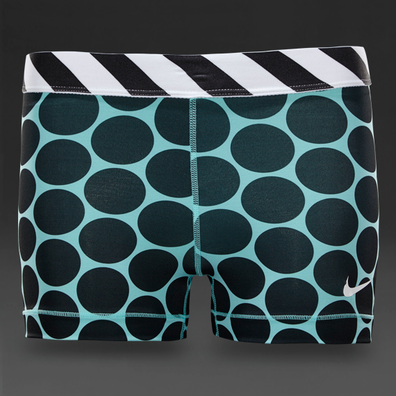Nike Pro 3 Inch Big Dot Shorts Light Aqua/Black/White for Women